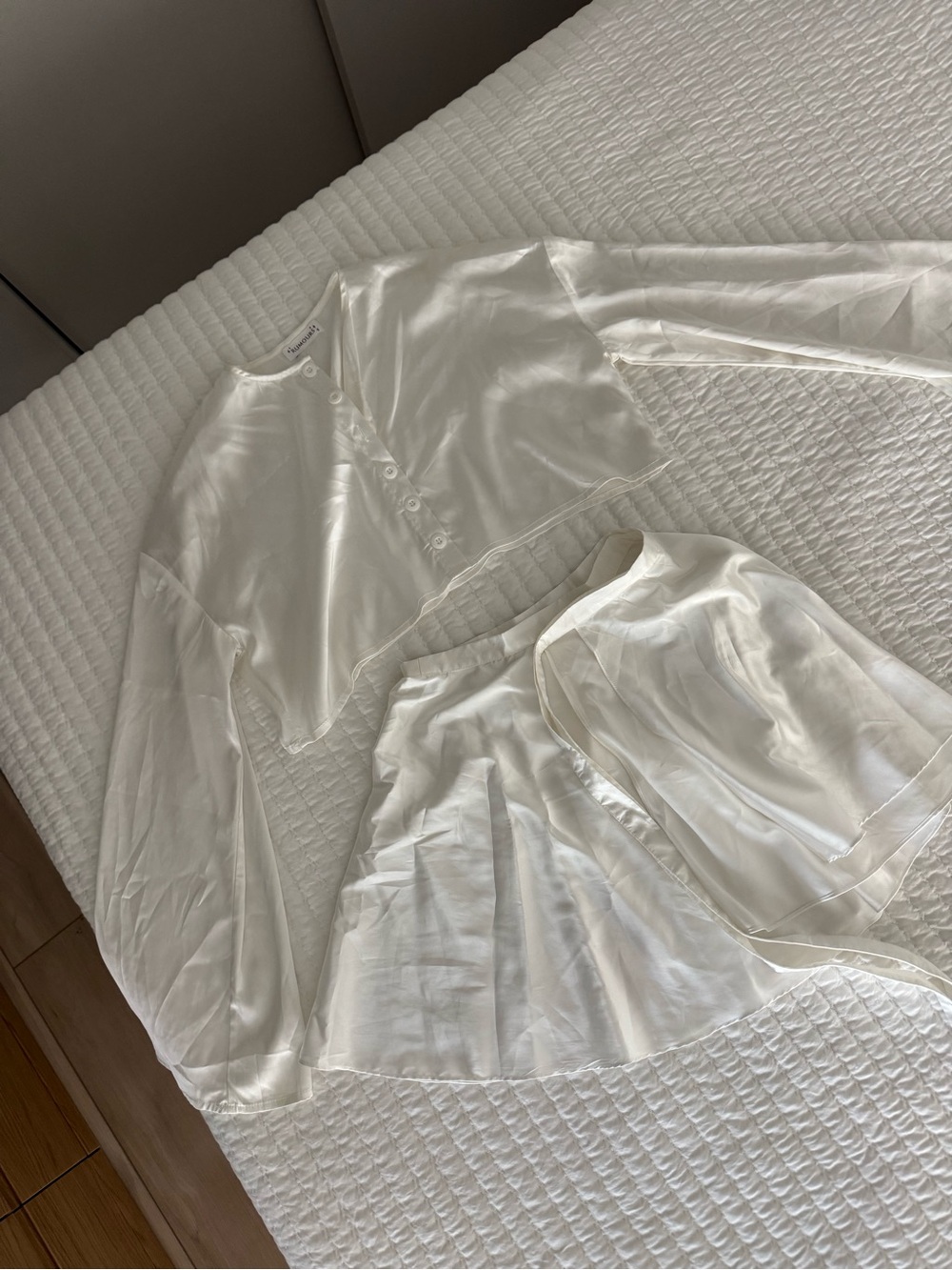 Rumors Rumored Satin Silk Skirt Set